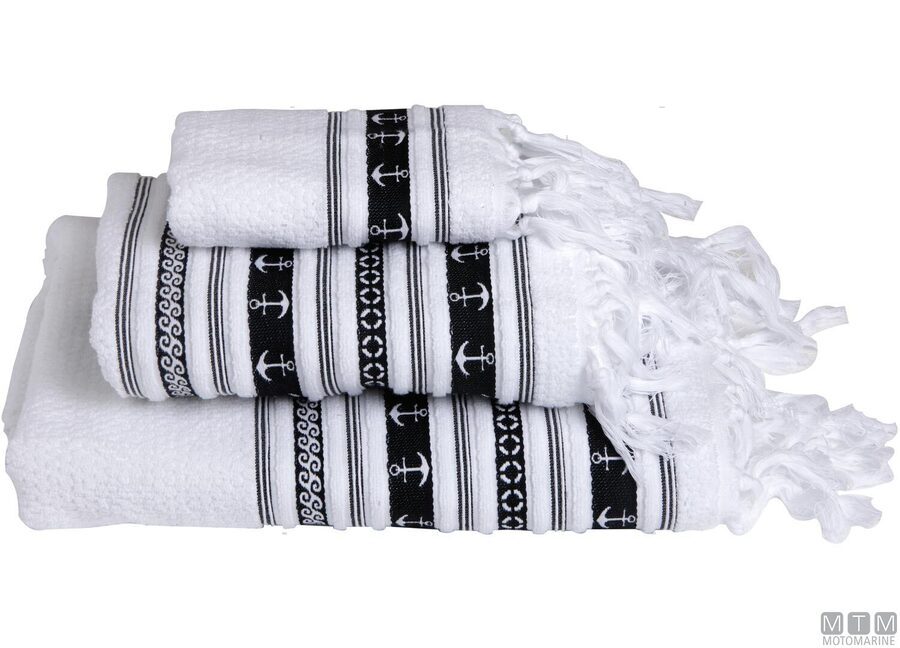 Set od 3 kupaonska ručnika Anchors bijele boje od 100% pamuka